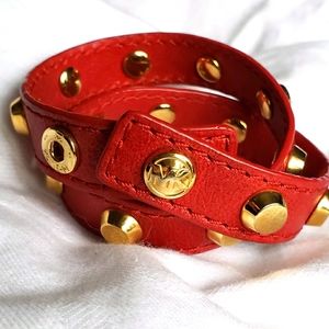 Michael Kors Red Leather Bracelet
